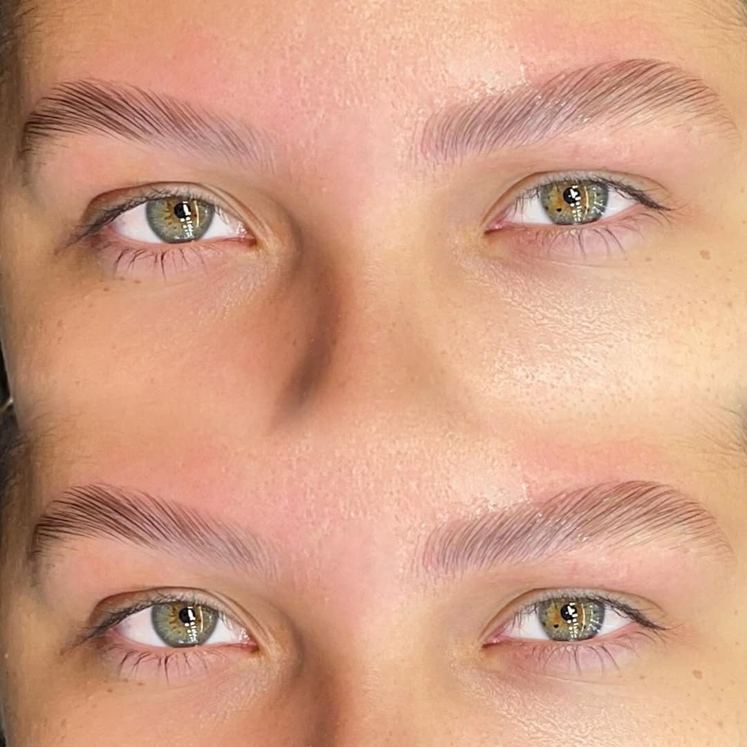 Antes e depois de sobrancelhas com brow lamination